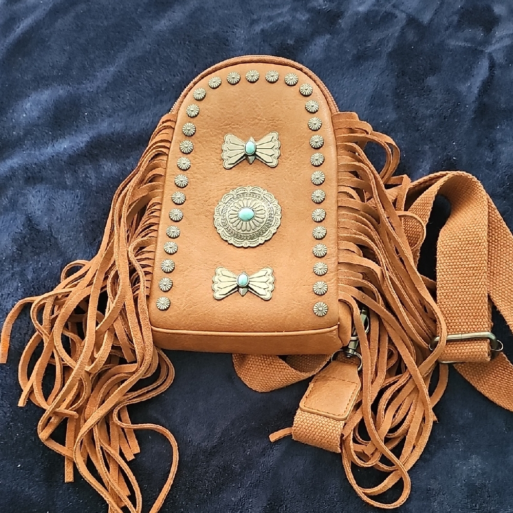 Montana West Western Fringed Tan Crossbody Bag